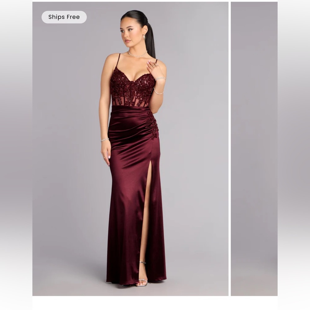 Strapless Satin Sequin Corset Formal
Dress - Size S - NWT
